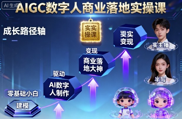 AIGC数字人商业落地实操课,从零基础小白到AI数字人大神-大可网创