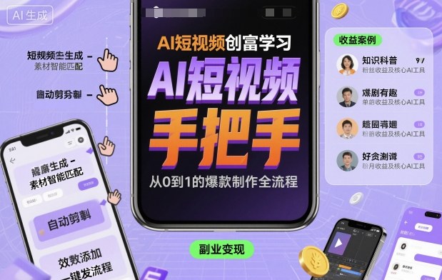 AI短视频创富学习,手把手教会你制作AI短视频-大可网创