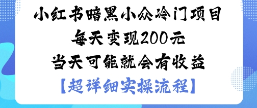 小红书暗黑小众冷门项目每天变现2张当天可能就会有收益-大可网创