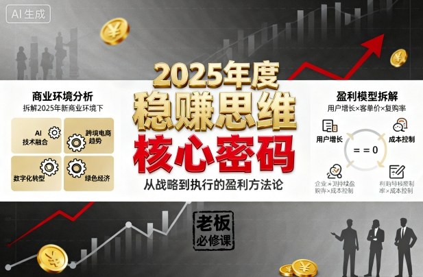 2025年度稳賺思维老板创业营,拆解2025年新商业环境下,企业实现持续盈利的核心密码-大可网创