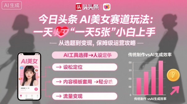 今日头条AI美女赛道玩法,一天轻松5张,小白轻松上手-大可网创