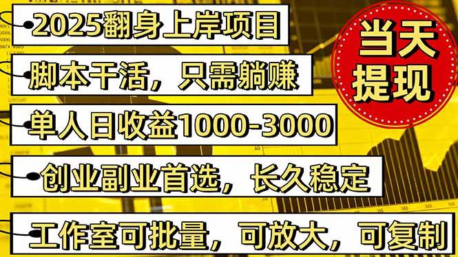 (16225期)稳定八年美金掘金2.0脚本干活,只需躺赚。单人日收益1000-3000可批量、…-大可网创