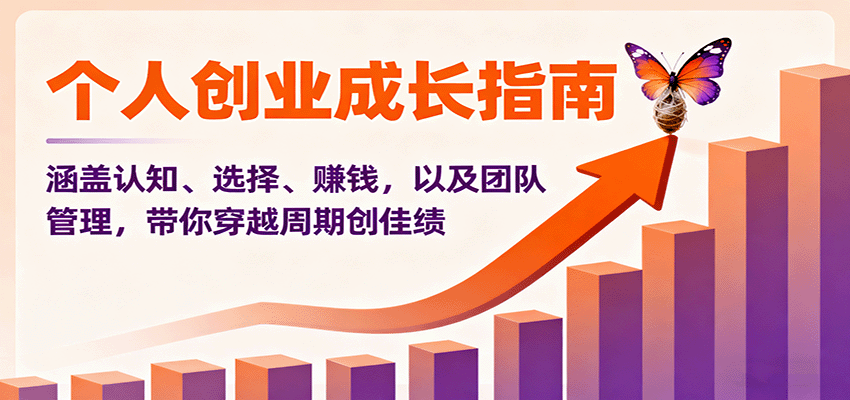 个人创业成长指南:涵盖认知、选择、赚钱,以及团队管理,带你穿越周期创佳绩-大可网创