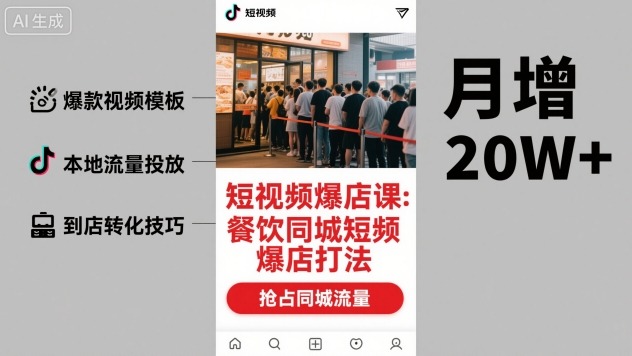 短视频爆店课,餐饮同城短视频爆店打法-大可网创