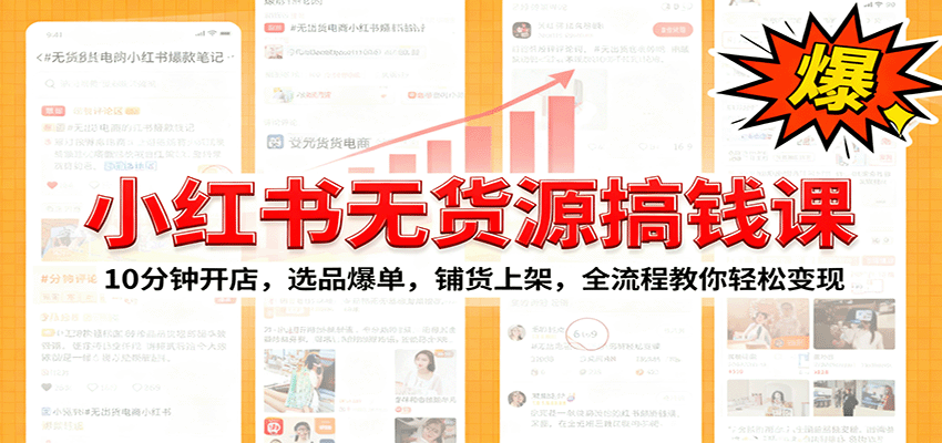 小红书无货源爆单课:10分钟开店,选品爆单,铺货上架,全流程教你轻松变现-大可网创