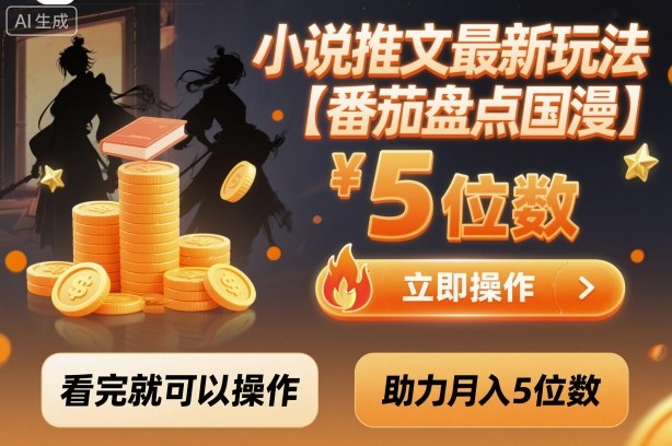 小说推文最新玩法,助力月入5位数【番茄盘点国漫】玩法,看完就可以操作-大可网创