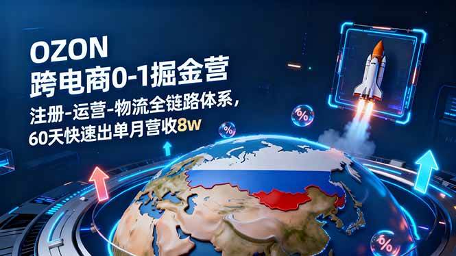 (16277期)OZON跨境电商0-1掘金营:注册-运营-物流全链路体系,60天快速出单月营收8w-大可网创