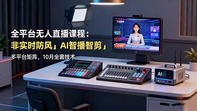 (16279期)全平台无人直播课程:非实时防风+AI智播智剪+多平台矩阵,10月全套技术-大可网创