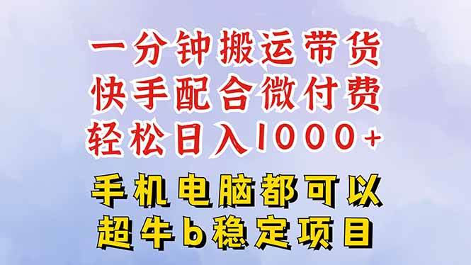 (16285期)快手黑科技一分钟搬运带货,一刀不剪过原创,微付费投流玩法,轻松日入…-大可网创