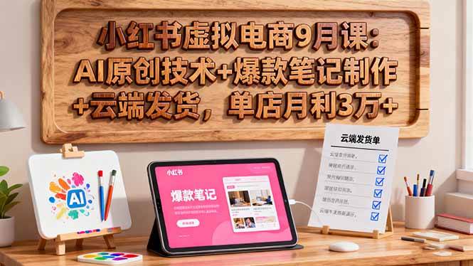 (16287期)小红书虚拟电商9月课:AI原创技术+爆款笔记制作+云端发货,单店月利3万+-大可网创