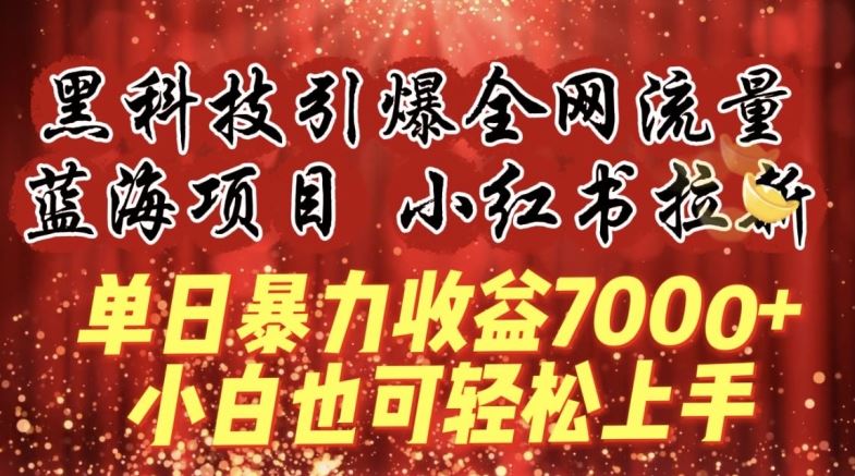蓝海项目!黑科技引爆全网流量小红书拉新，单日暴力收益7000+，小白也能轻松上手【揭秘】-大可网创