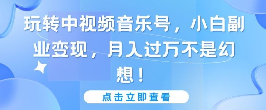 玩转中视频音乐号，小白副业变现，月入过万不是幻想【揭秘】-大可网创