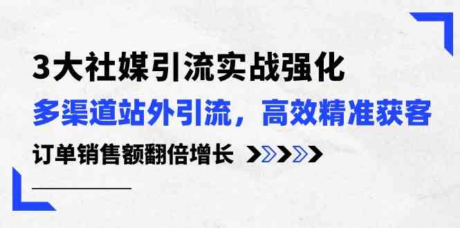 3大社媒引流实操强化，多渠道站外引流/高效精准获客/订单销售额翻倍增长-大可网创