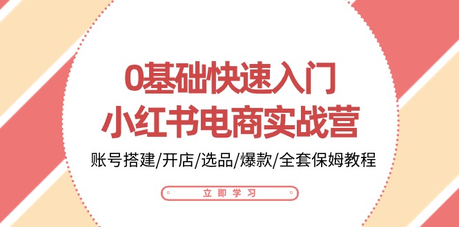 0基础快速入门小红书电商实战营：账号搭建/开店/选品/爆款/全套保姆教程-大可网创
