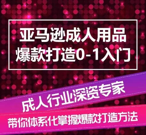 亚马逊成人用品爆款打造0-1入门，系统化讲解亚马逊成人用品爆款打造的流程-大可网创