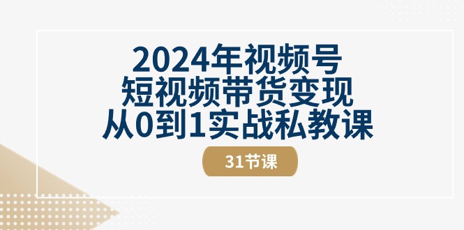 2024年视频号短视频带货变现从0到1实战私教课（30节视频课）-大可网创