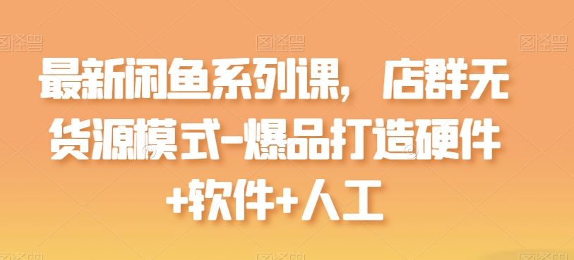 最新闲鱼系列课，店群无货源模式-爆品打造硬件+软件+人工-大可网创