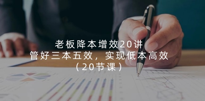 老板降本增效20讲，管好三本五效，实现低本高效（20节课）-大可网创