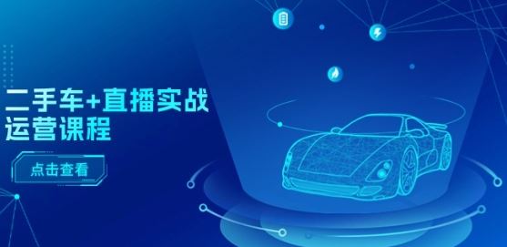 二手车+直播实战运营课程：直播推荐/短视频推荐/千川投放/直播全流程-大可网创