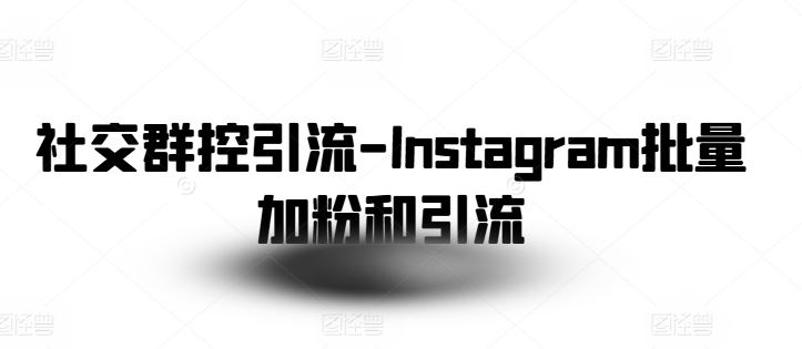 社交群控引流-Instagram批量加粉和引流-大可网创