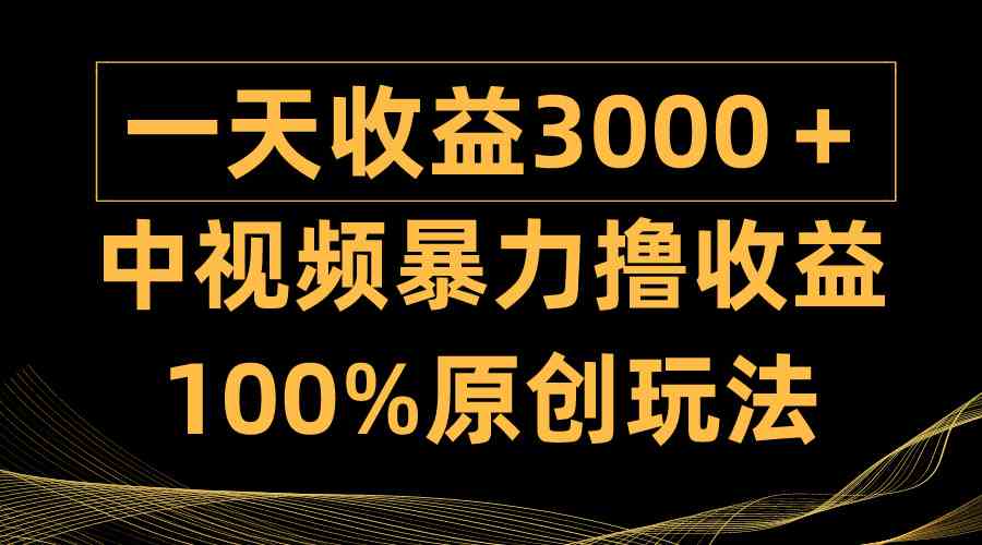 （9696期）中视频暴力撸收益，日入3000＋，100%原创玩法，小白轻松上手多种变现方式-大可网创
