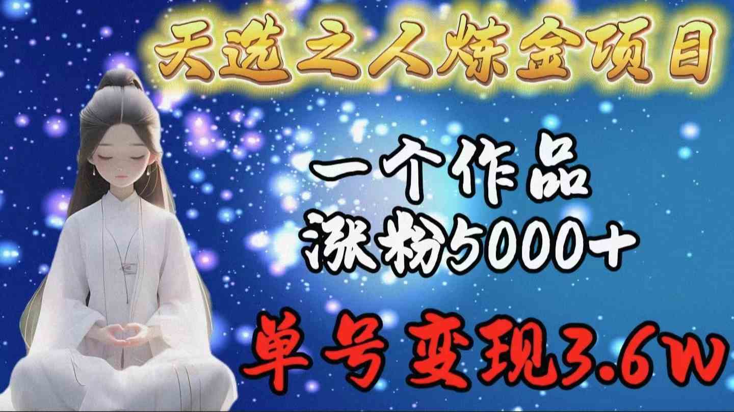 （9693期）天选之人炼金项目，一个作品涨粉5000+，单号变现3.6w-大可网创