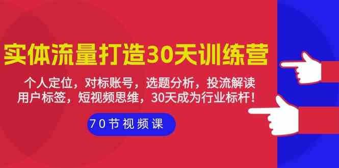 （9782期）实体-流量打造-30天训练营：个人定位，对标账号，选题分析，投流解读-70节-大可网创