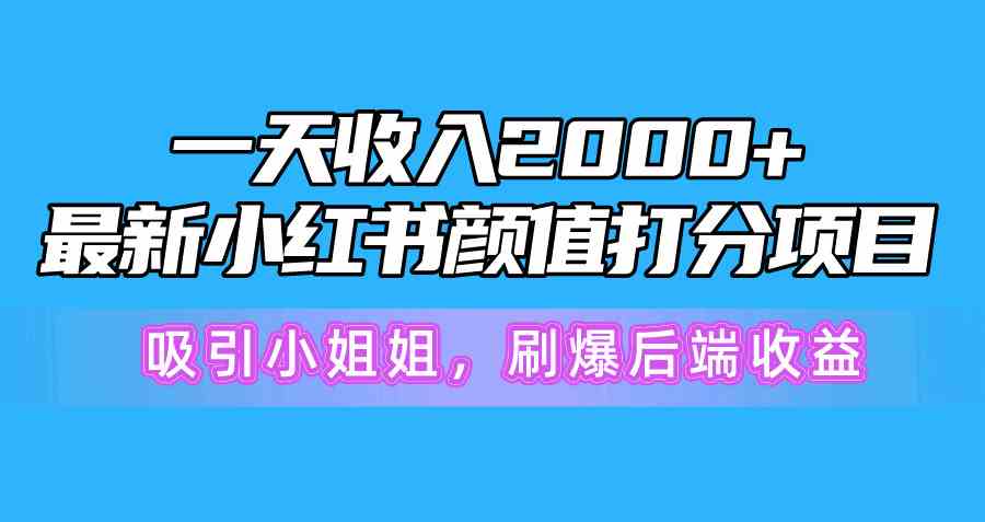（10187期）一天收入2000+，最新小红书颜值打分项目，吸引小姐姐，刷爆后端收益-大可网创