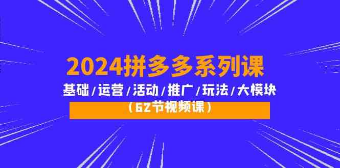 （10019期）2024拼多多系列课：基础/运营/活动/推广/玩法/大模块（62节视频课）-大可网创