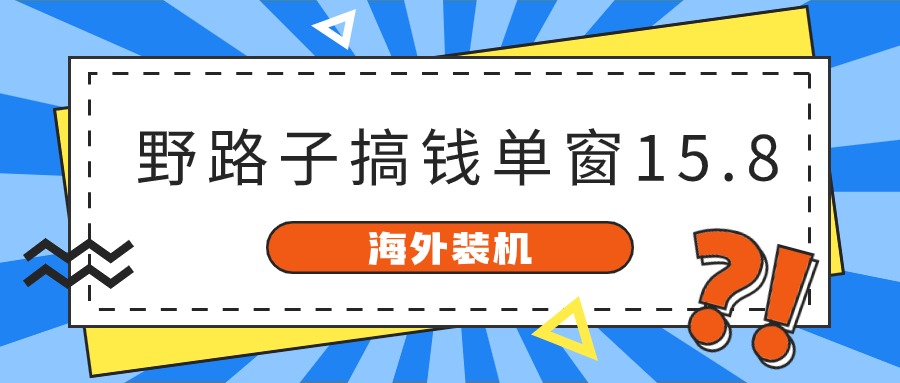 （10385期）海外装机，野路子搞钱，单窗口15.8，已变现10000+-大可网创