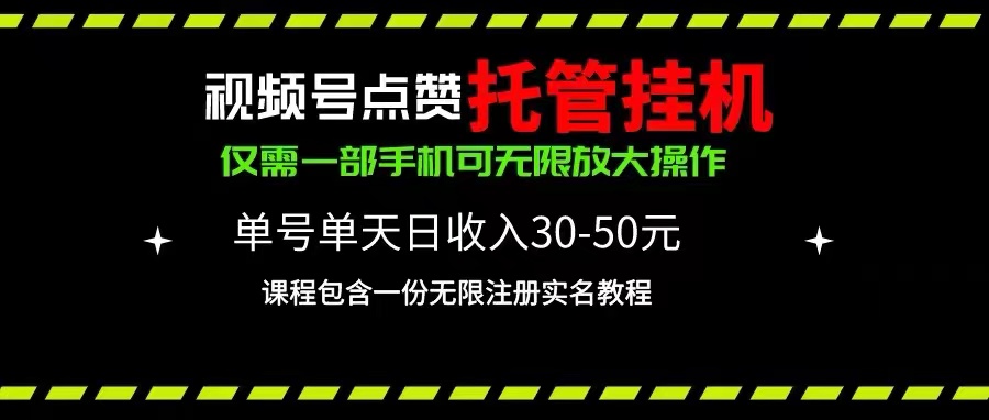 （10644期）视频号点赞托管挂机，单号单天利润30~50，一部手机无限放大（附带无限…-大可网创