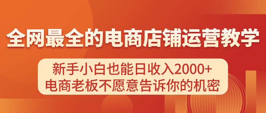 （11266期）电商店铺运营教学，新手小白也能日收入2000+，电商老板不愿意告诉你的机密-大可网创