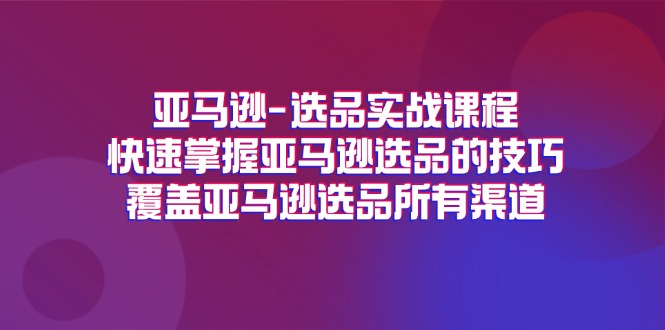 （11620期）亚马逊-选品实战课程，快速掌握亚马逊选品的技巧，覆盖亚马逊选品所有渠道-大可网创