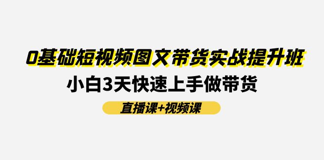 0基础短视频图文带货实战提升班，小白3天快速上手做带货(直播课+视频课)-大可网创