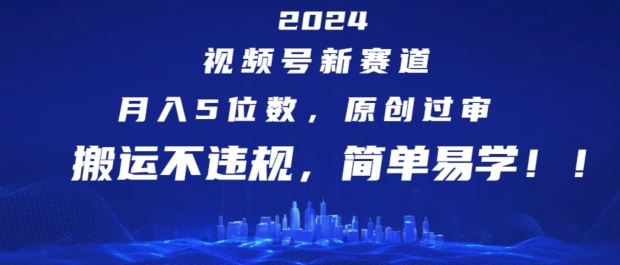 2024视频号新赛道，月入5位数+，原创过审，搬运不违规，简单易学【揭秘】-大可网创