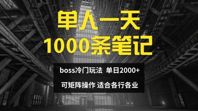 单人一天1000条笔记，日入2000+，BOSS直聘的正确玩法【揭秘】-大可网创