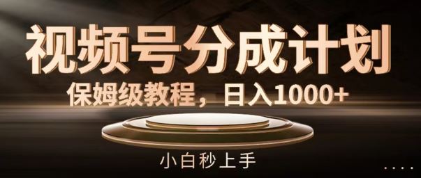 视频号分成计划保姆级教程，日入1K，小白秒上手【揭秘】-大可网创