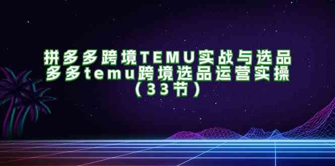 拼多多跨境TEMU实战与选品，多多temu跨境选品运营实操（33节）-大可网创