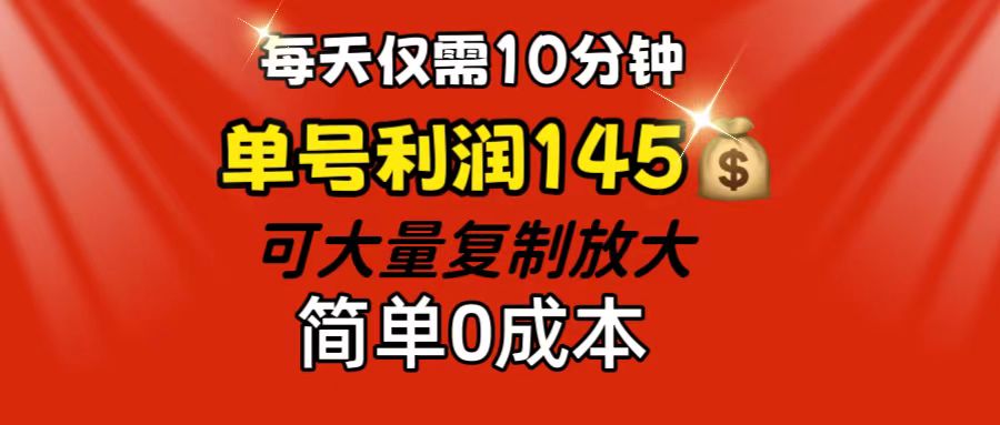 （12027期）每天仅需10分钟，单号利润145 可复制放大 简单0成本-大可网创