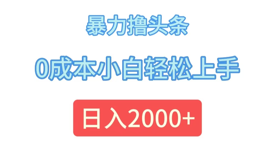 （12068期）暴力撸头条，0成本小白轻松上手，日入2000+-大可网创