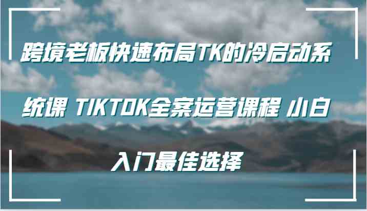 跨境老板快速布局TK的冷启动系统课 TIKTOK全案运营课程 小白入门最佳选择-大可网创