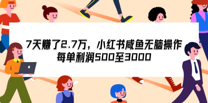 （12192期）7天收了2.7万，小红书咸鱼无脑操作，每单利润500至3000-大可网创