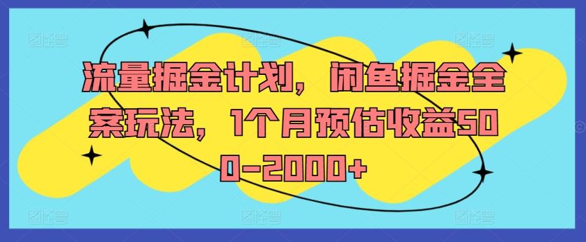 流量掘金计划，闲鱼掘金全案玩法，1个月预估收益500-2000+-大可网创