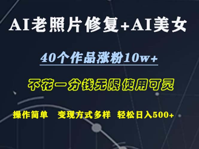 （12489期）AI老照片修复+AI美女玩发  40个作品涨粉10w+  不花一分钱使用可灵  操…-大可网创