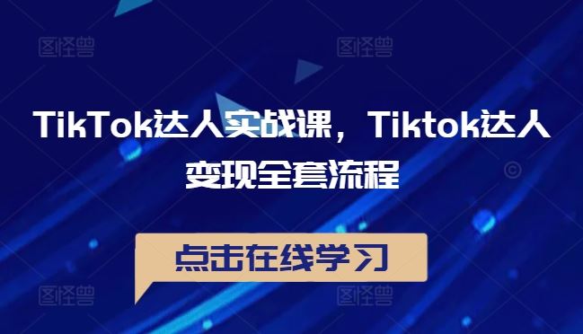 TikTok达人实战课，Tiktok达人变现全套流程-大可网创