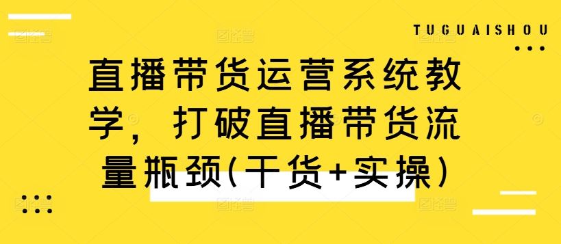 直播带货运营系统教学，打破直播带货流量瓶颈(干货+实操)-大可网创