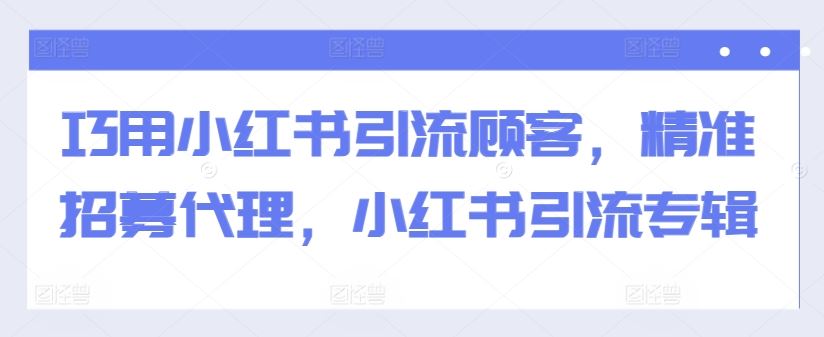巧用小红书引流顾客，精准招募代理，小红书引流专辑-大可网创