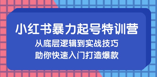 （13003期）小红书暴力起号训练营，从底层逻辑到实战技巧，助你快速入门打造爆款-大可网创