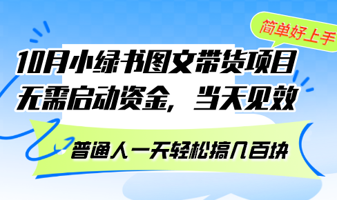 （13005期）10月份小绿书图文带货项目 无需启动资金 当天见效 普通人一天轻松搞几百块-大可网创