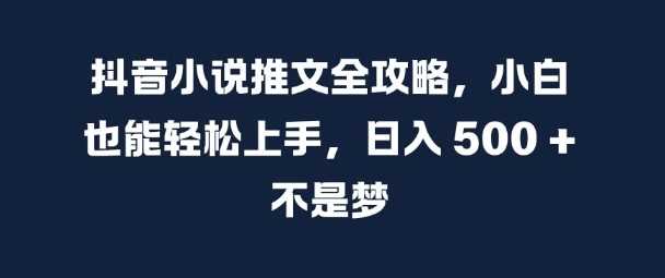 抖音小说推文全攻略，小白也能轻松上手，日入 5张+ 不是梦【揭秘】-大可网创